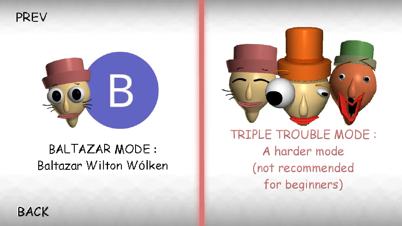 Segunda página del selector, Baltazar y Triple Trouble